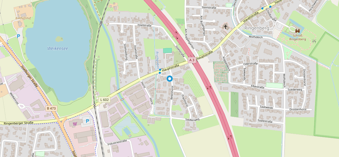 Karte mit der Werkstatt Belenhorst 2a in Hamminkeln